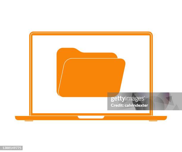 laptop computer folder icon - folder template stock illustrations
