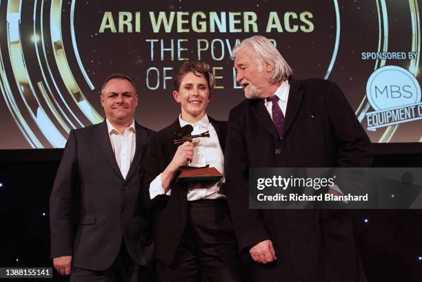 Ari Wegner is presented with The British Society of Cinematographers Award 2022 for cinematography on a Feature Film for her cinematography on The...