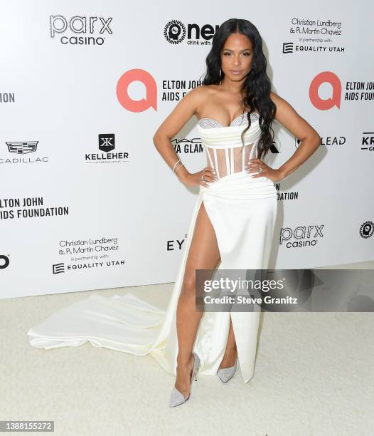 Christina Milianarrives at the Elton John AIDS Foundation's 30th Annual Academy Awards Viewing Party on March 27, 2022 in West Hollywood, California.