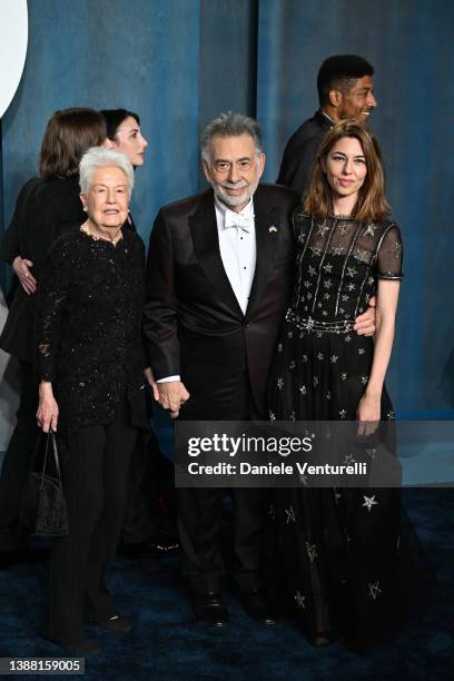 Eleanor Coppola, Francis Ford Coppola and Sofia Coppola attend the 2022 Vanity Fair Oscar Party Hosted by Radhika Jones at Wallis Annenberg Center...