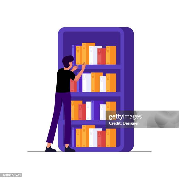 bookshelf concept vector illustration - bookshelf background stock illustrations