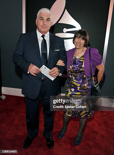 Mitch Winehouse and Janis Winehouse arrive at The 54th Annual GRAMMY Awards at Staples Center on February 12, 2012 in Los Angeles, California.