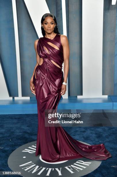 Ciara attends the 2022 Vanity Fair Oscar Party hosted by Radhika Jones at Wallis Annenberg Center for the Performing Arts on March 27, 2022 in...