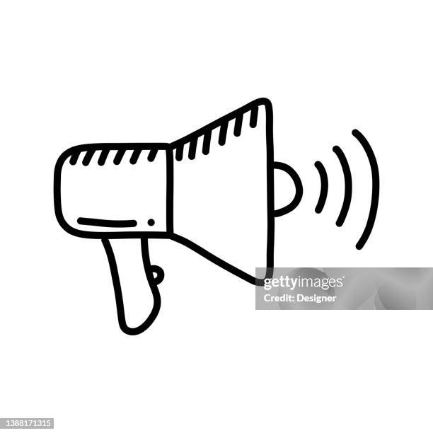 megaphone hand drawn icon, doodle style vector illustration - blank protest sign stock illustrations