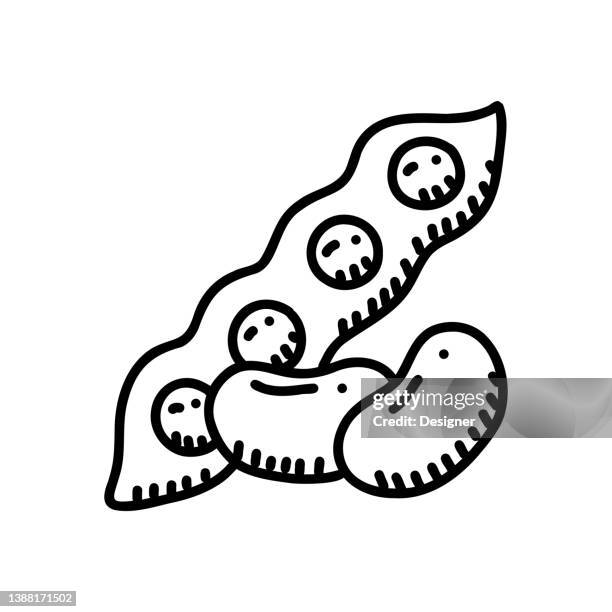 soybean hand drawn icon, doodle style vector illustration - soybean stock illustrations