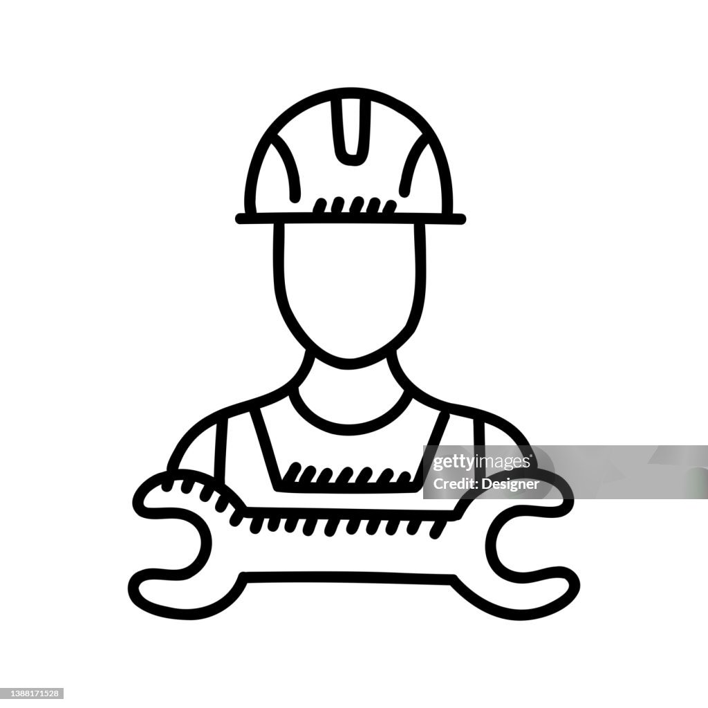 Techniker Handgezeichnetes Symbol, Doodle Style Vector Illustration