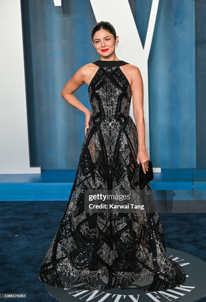 Monica Barbaro attends the 2022 Vanity Fair Oscar Party Hosted By