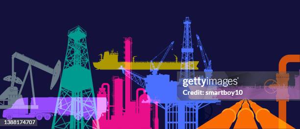 oil or gas industry production - oil field stock illustrations