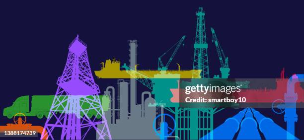 illustrazioni stock, clip art, cartoni animati e icone di tendenza di produzione dell'industria petrolifera o del gas - chemical plant