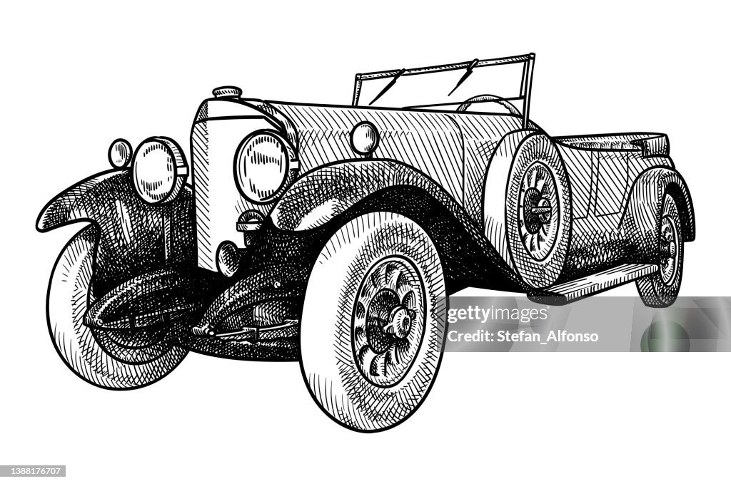 Vector drawing of a vintage car