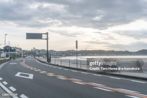 the coast road in kanagawa of japan - kanagawa prefecture stock pictures, royalty-free photos & images