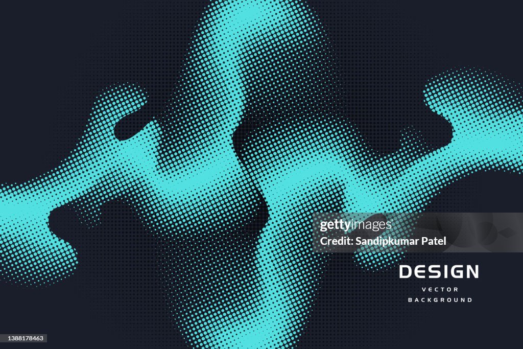 Monochrome Halftone Dots Wavy Pattern Background High-Res Vector ...