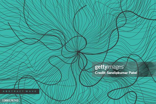 modern vector illustration with a deformed object shape of the particles - large wave stock illustrations