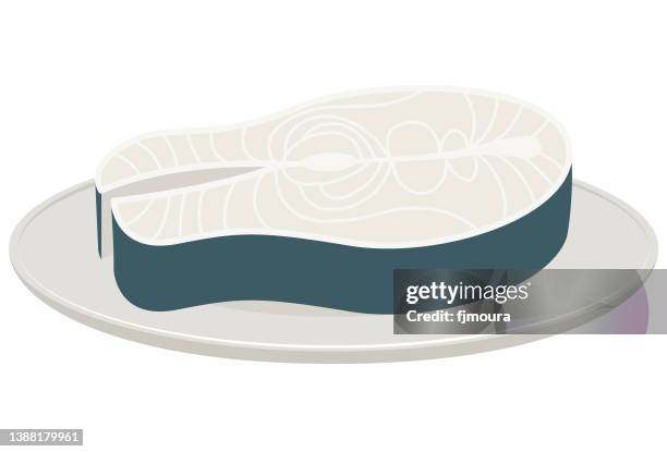 fresh fillet fish - salmon fillet stock illustrations