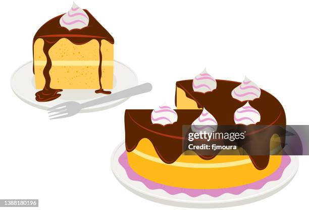 chocolate cake with filling - comida gourmet stock illustrations