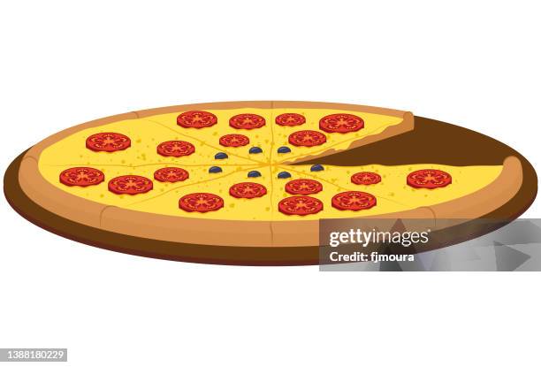 delicious and tasty pizza - comida stock illustrations