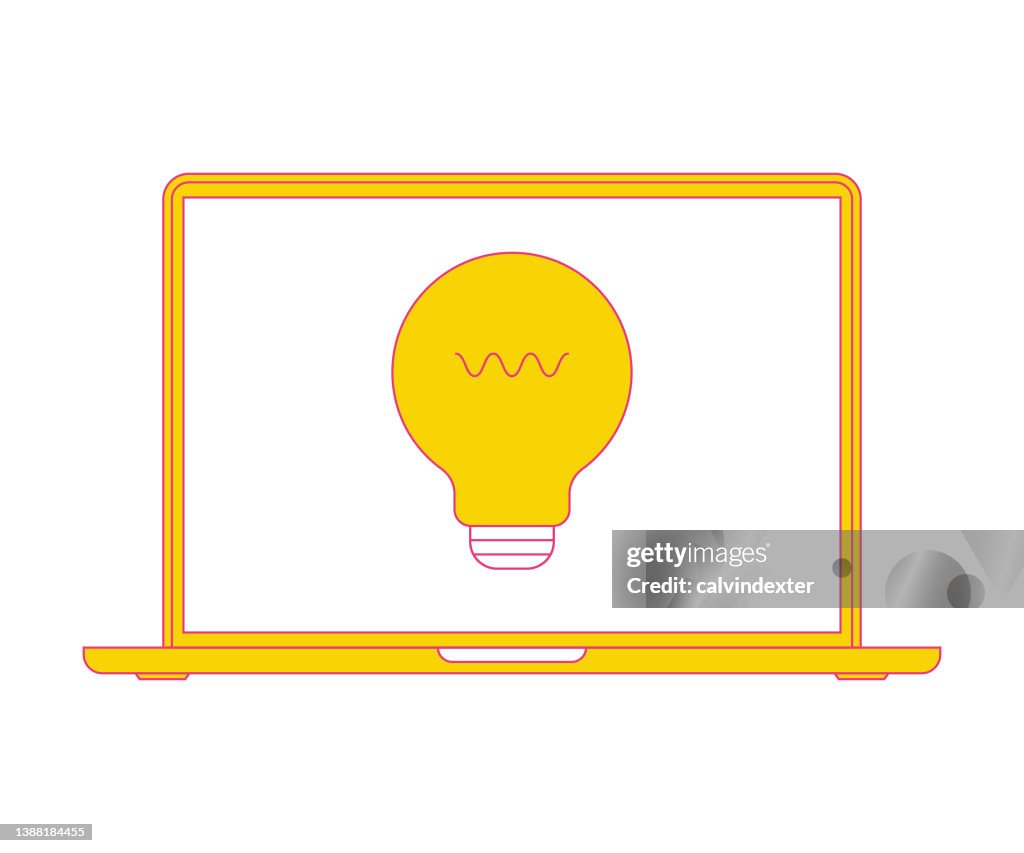 Computer Led Light Cartoon Laptop Computer Light Bulb High-Res Vector Graphic - Getty Images