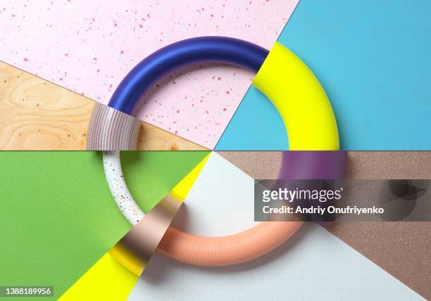 multicolored circular donut chart - build together stockfoto's en -beelden