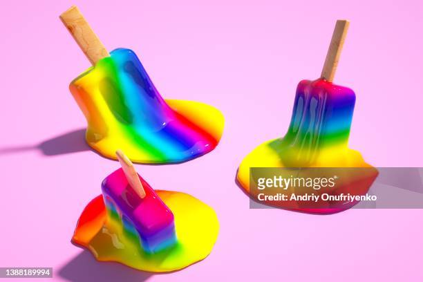 melted popsicles - colors of rainbow in order 個照片及圖片檔