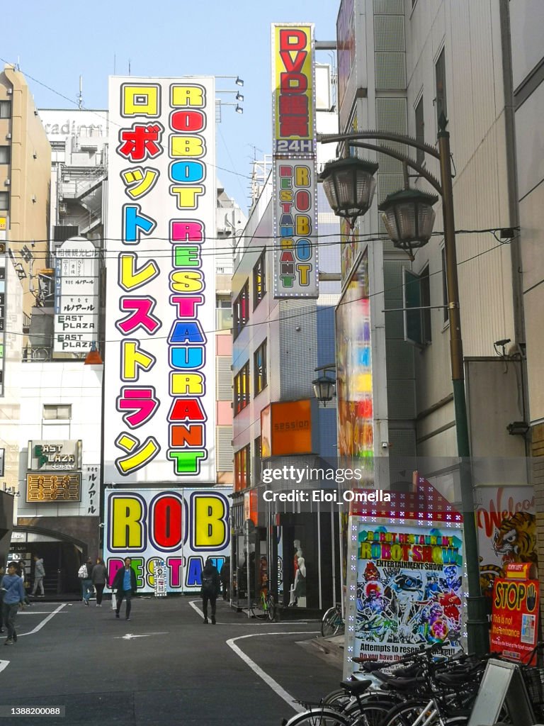 Double Stack Street Sign Japanese Architecture Of Stacked Street Signs On Multistory Buildings ...