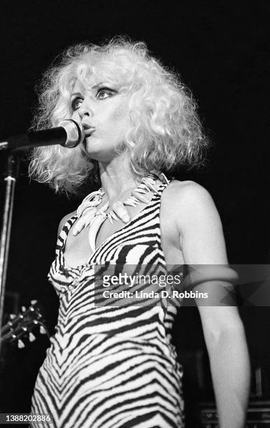 American singer Debbie Harry of Blondie performs onstage at Max's Kansas City in New York, July 23, 1976.