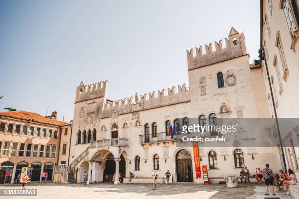 the praetorian palace, gothic palace in the city of koper - koper stock pictures, royalty-free photos & images