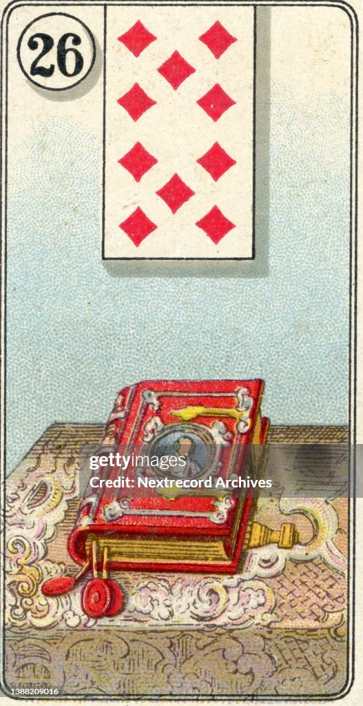 Ten of Diamonds, Book, Fortune Telling series, full deck of playing cards, Carreras Ltd Tobacco, 1926