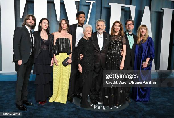 Eleanor Coppola, Francis Ford Coppola, Sofia Coppola, Roman Coppola and guests attend the 2022 Vanity Fair Oscar Party hosted by Radhika Jones at...