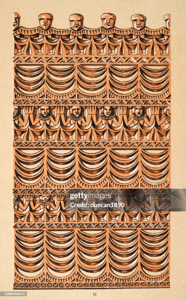 Polynesia Chicken Pattern Vintage Illustration Of A Traditional Polynesian Pattern Carved Figures ...