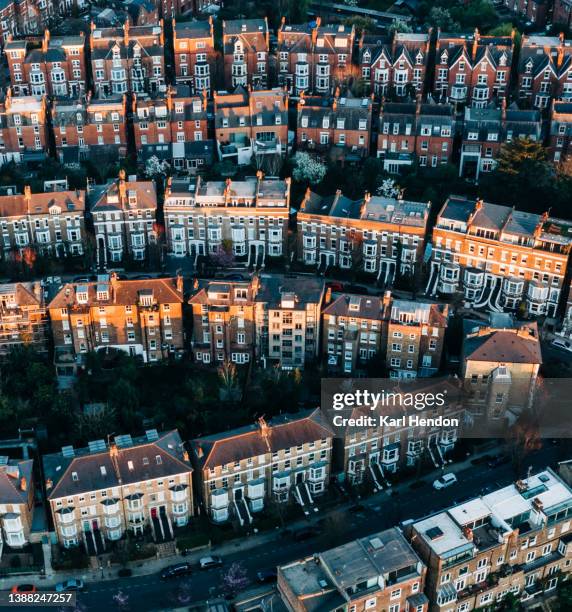 london houses at sunset - uk suburb stock pictures, royalty-free photos & images
