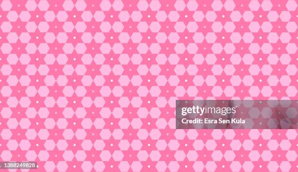 geometric seamless pink color star shape pattern - pink fabric stock illustrations