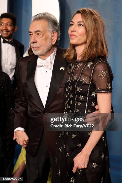 Francis Ford Coppola and Sofia Coppola attend the 2022 Vanity Fair Oscar Party hosted by Radhika Jones at Wallis Annenberg Center for the Performing...