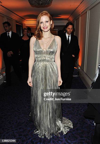 Actress Jessica Chastain attends the Orange British Academy Film Awards 2012 after party at Grosvenor House on February 12, 2012 in London, England.