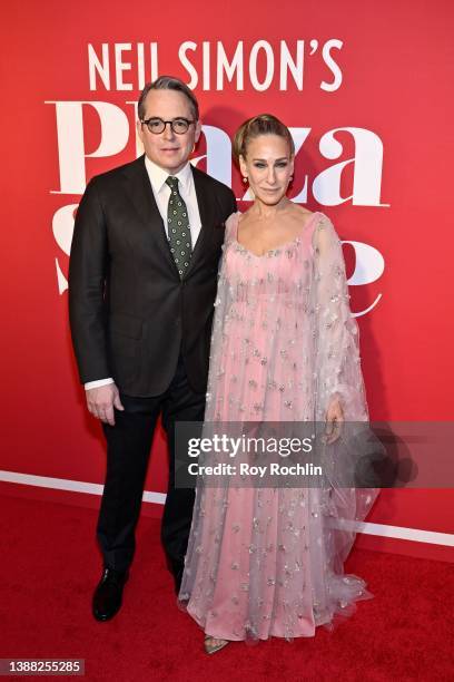 Matthew Broderick and Sarah Jessica Parker attend "Plaza Suite" Opening Night on March 28, 2022 in New York City.