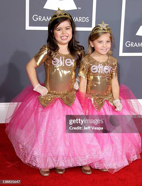 Sophia Grace and Sophie arrive at The 54th Annual GRAMMY Awards at Staples Center on February 12, 2012 in Los Angeles, California.