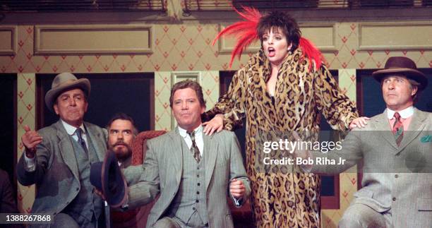 Liza Minnelli performs in concert during 'Hollywood 100th Birthday' celebration with Mike Conners, William Shatner and Tom Bosley, April 26, 1987 in...