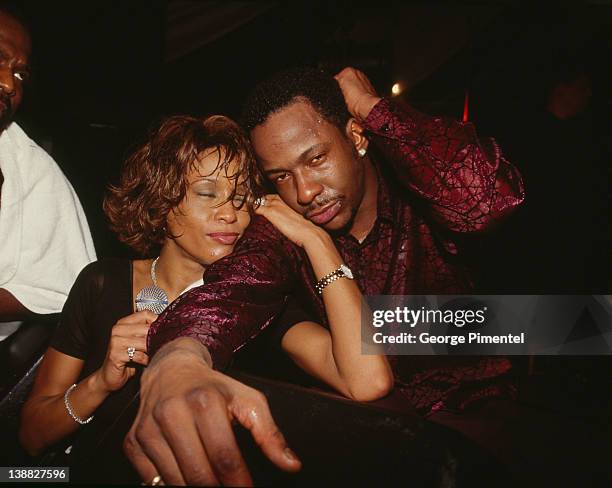 Singer Whitney Houston and Bobby Brown attend the rebirth of the Ocean Club Resort on December 9, 2000 in Paradise Island, Bahamas