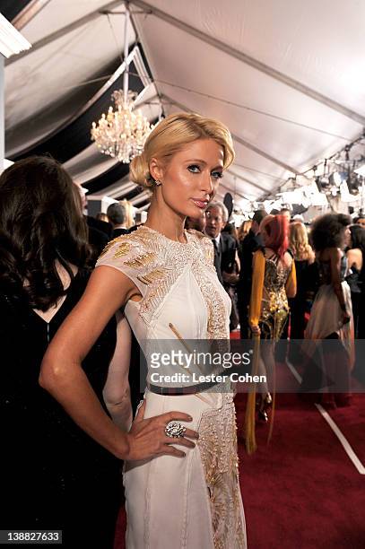 Television personlaity Paris Hilton arrives at The 54th Annual GRAMMY Awards at Staples Center on February 12, 2012 in Los Angeles, California.