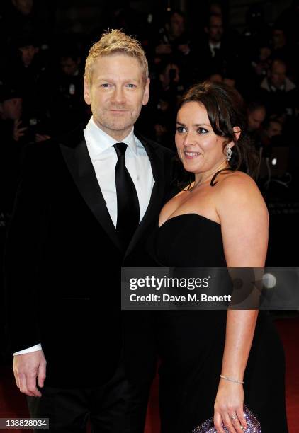 Actor/Director Kenneth Branagh and Lindsay Brunnock arrive at the Orange British Academy Film Awards 2012 at The Royal Opera House on February 12,...