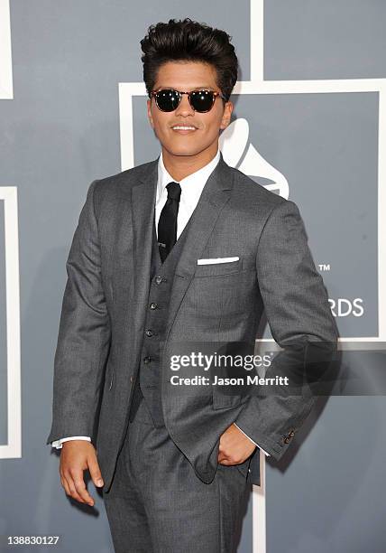 Bruno Mars arrives at the 54th Annual GRAMMY Awards held at Staples Center on February 12, 2012 in Los Angeles, California.