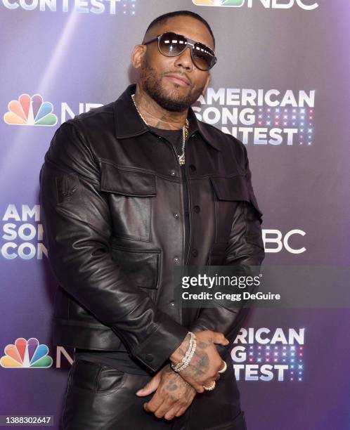 Maino attends NBC's "American Song Contest" Week 2 Red Carpet at Universal Studios Hollywood on March 28, 2022 in Universal City, California.