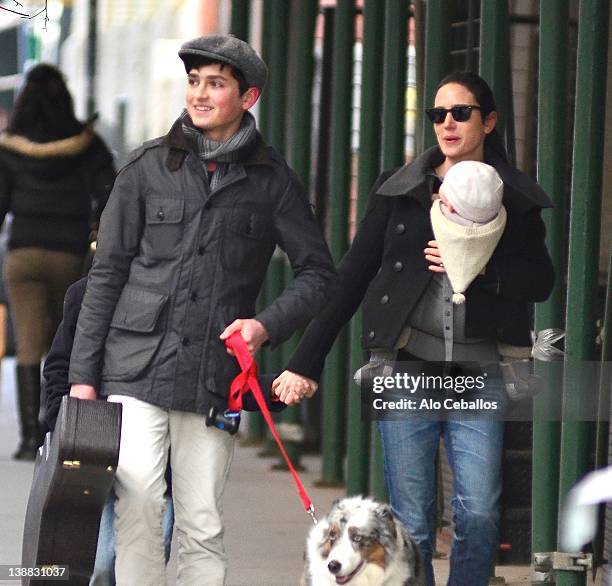 Jennifer Connelly, Kai Bettany, Stellan Bettany and Agnes Bettany are seen in Tribeca on February 12, 2012 in New York City.