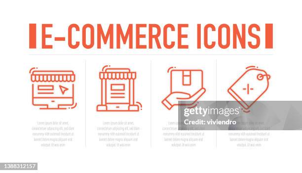e-commerce line icons - gift returns stock illustrations