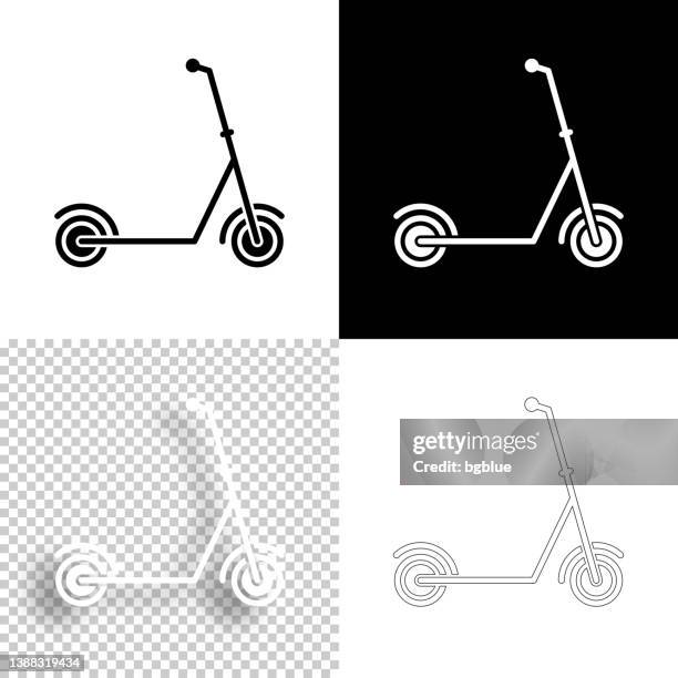 scooter. icon for design. blank, white and black backgrounds - line icon - kick line stock illustrations