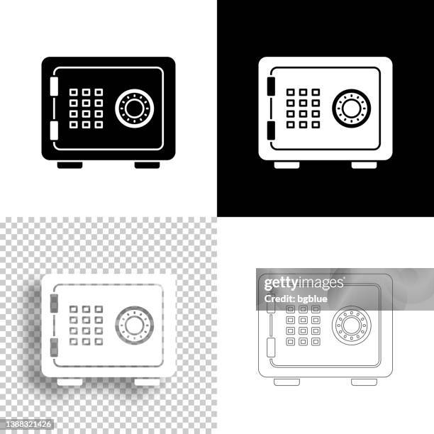 safe. icon für design. leere, weiße und schwarze hintergründe - liniensymbol - safety deposit box stock-grafiken, -clipart, -cartoons und -symbole