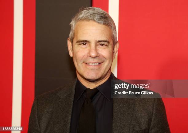 Andy Cohen poses at the opening night of the Neil Simon play "Plaza Suite" on Broadway at The Hudson Theater on March 28, 2022 in New York City.