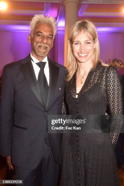 Satya Oblette and Pauline Lefevre attend the Soiree du Cœur Auction Concert Hosted by Mécenat Chirurgie Cardiaque at Salle Gaveau on March 28, 2022...