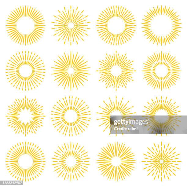 geometric sunburst set - radial burst stock illustrations