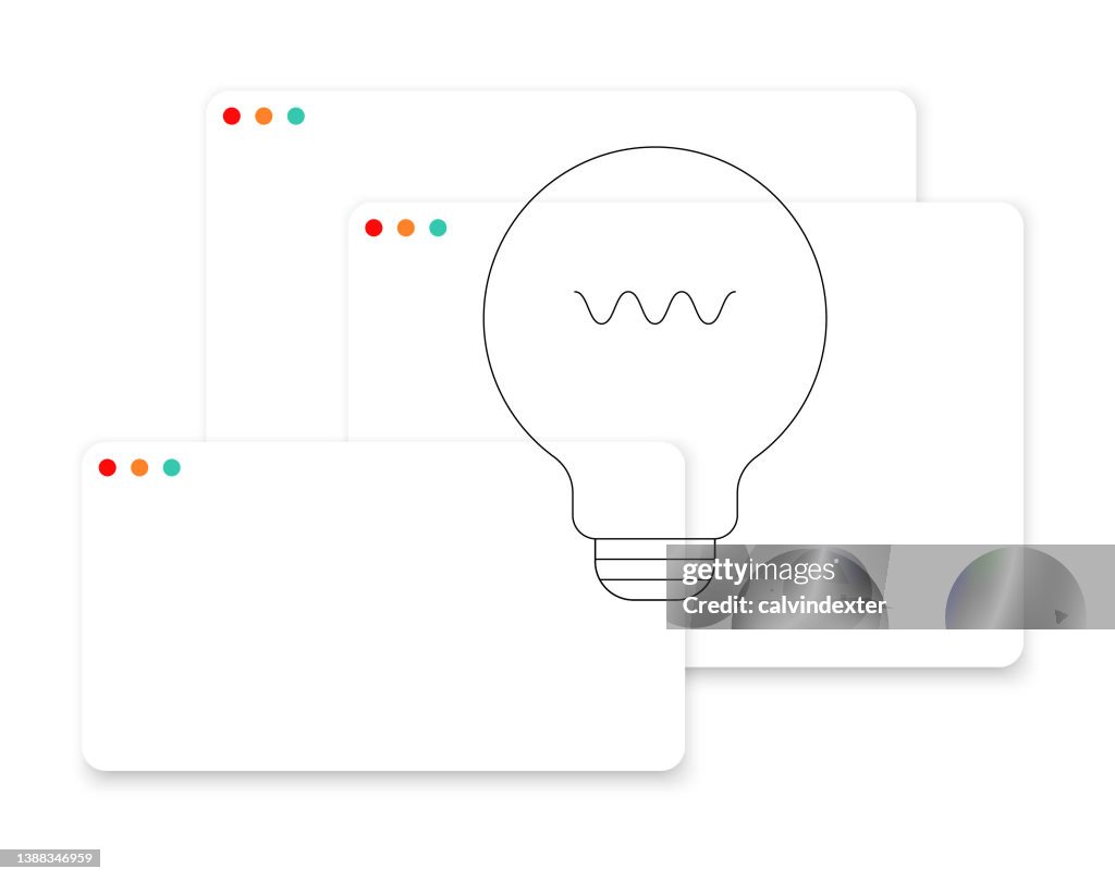 Javascript Bulb Web Page Design Template Web Browser Light Bulb Editable Strokes High-Res Vector Graphic - Getty ...