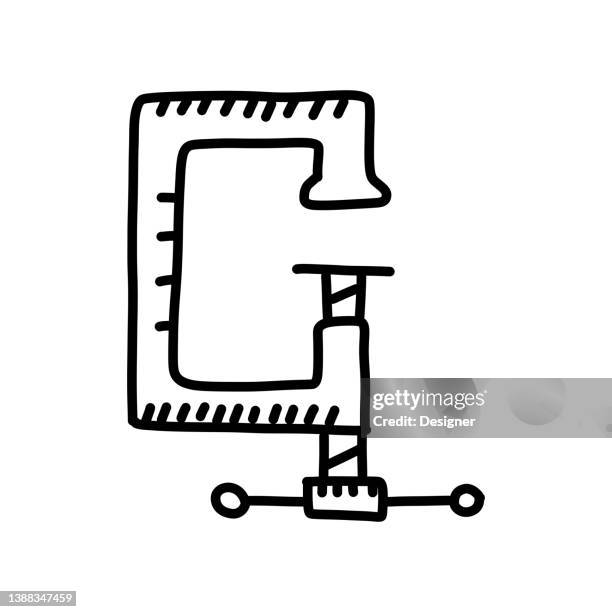 clamp hand drawn icon, doodle style vector illustration - clamp stock illustrations